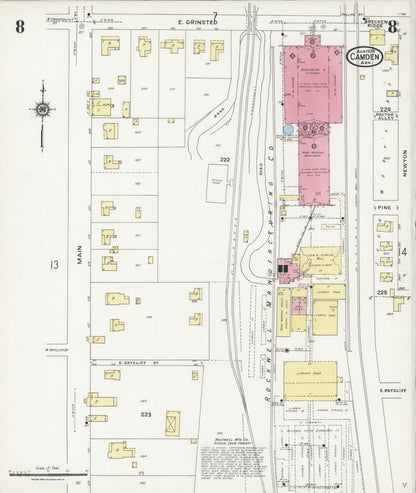 Sanborn Fire Insurance Map from Camden, Ouachita County, Arkansas (1924), Sheet #0008 - Complete Map Set gallery image, historic Sanborn map, vintage wall art, Arkansas Arkansas