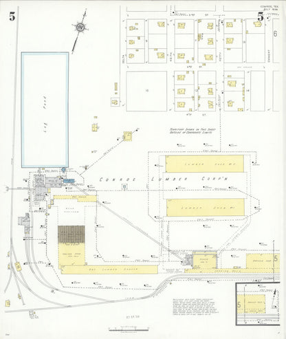 Sanborn Fire Insurance Map from Conroe, Montgomery County, Texas (1938), Sheet #0005 - Complete Map Set gallery image, historic Sanborn map, vintage wall art, Texas Texas