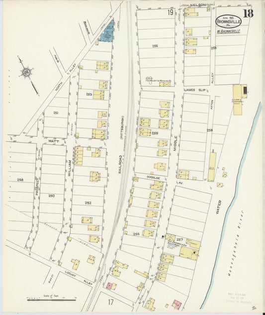 Sanborn Fire Insurance Map from Brownsville, Fayette County, Pennsylvania (1913), Sheet #0018 - Historic Sanborn Fire Insurance Map Print, vintage old map wall art, antique decor, genealogy gift, Pennsylvania Pennsylvania map
