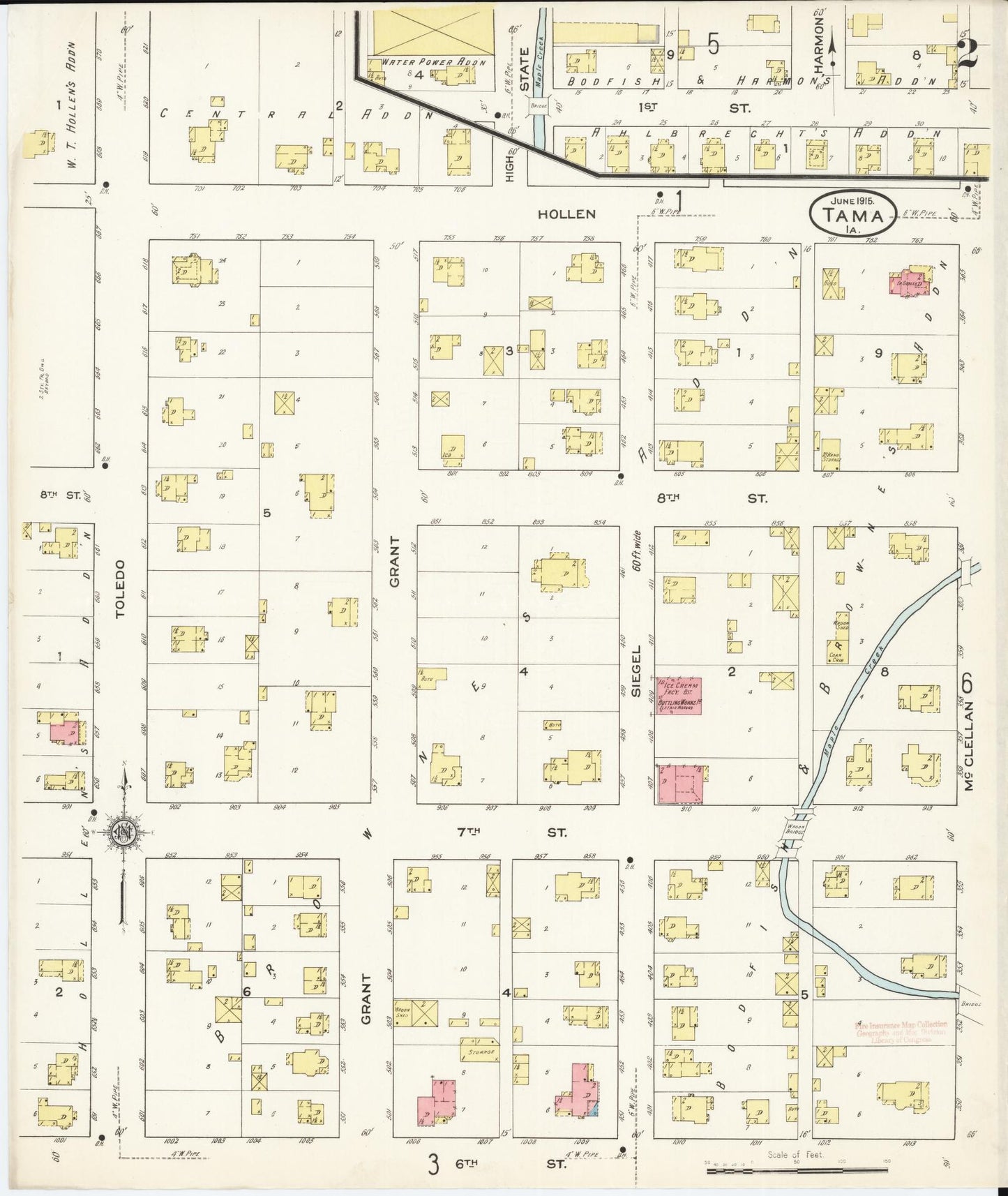 Sanborn Fire Insurance Map from Tama, Tama County, Iowa (1915), Sheet #0002 - Historic Sanborn Fire Insurance Map Print, vintage old map wall art
