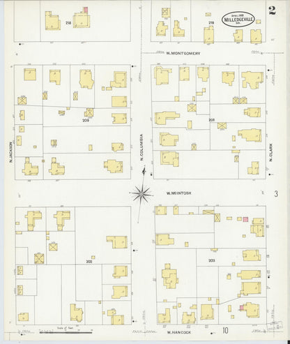 Sanborn Fire Insurance Map from Milledgeville, Baldwin County, Georgia (1908), Sheet #0002 - Complete Map Set gallery image, historic Sanborn map, vintage wall art, Georgia Georgia