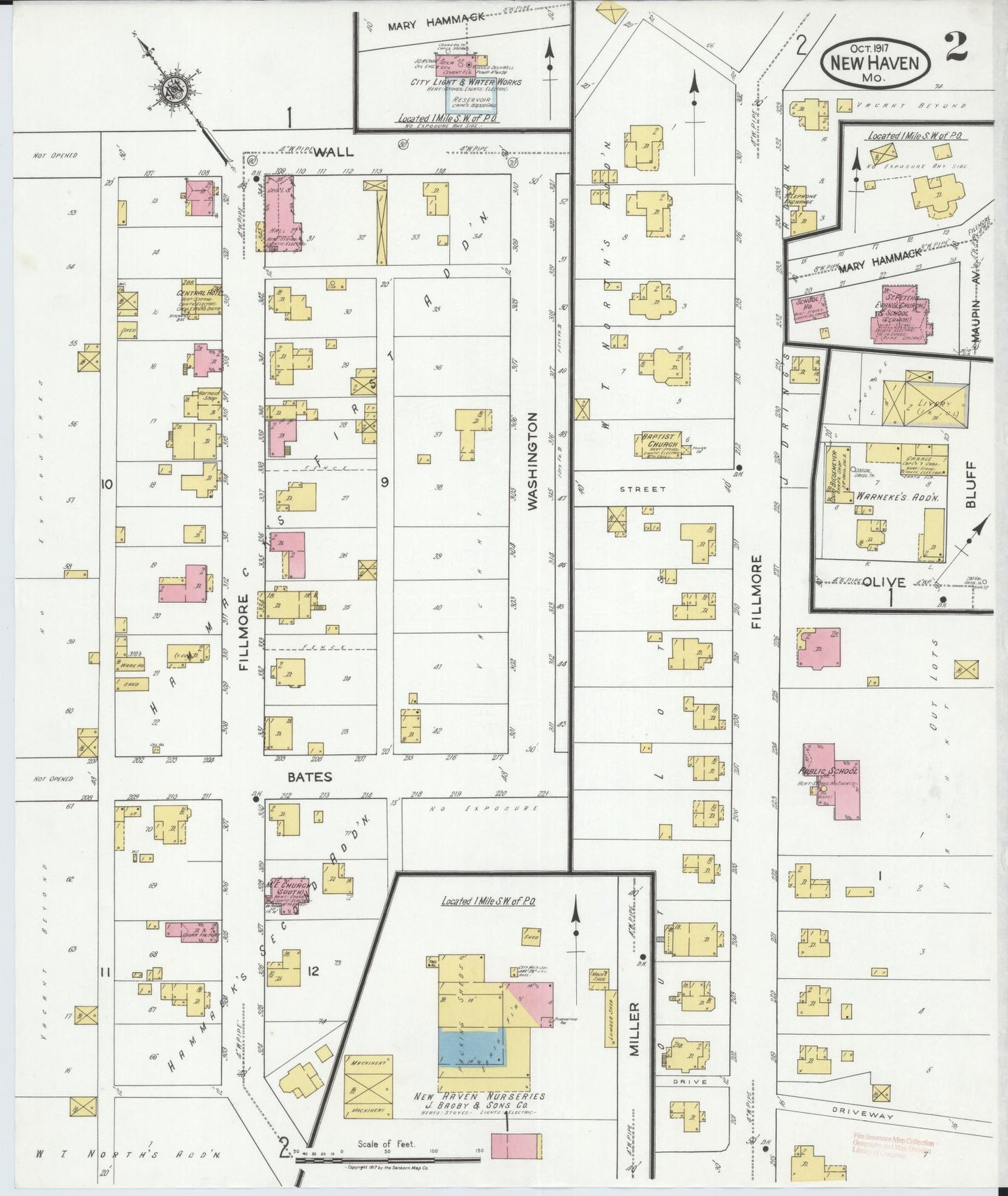 Sanborn Fire Insurance Map from New Haven, Franklin County, Missouri (1917), Sheet #0002 - Historic Sanborn Fire Insurance Map Print, vintage old map wall art, antique decor, genealogy gift, Missouri Missouri map