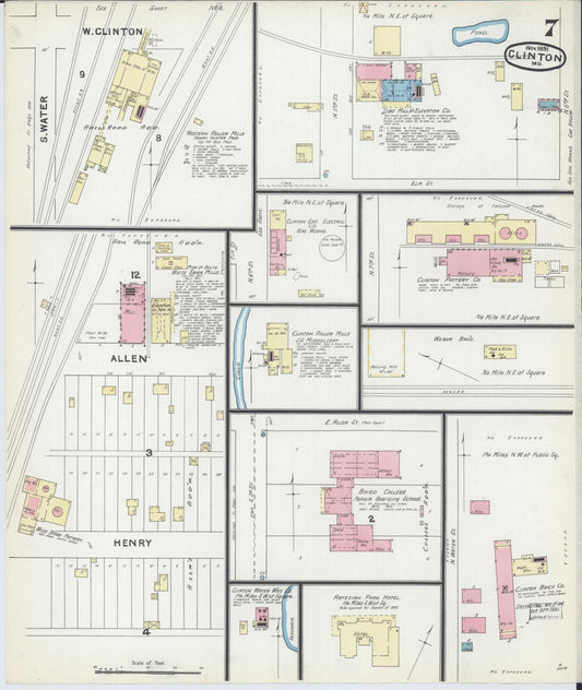 Sanborn Fire Insurance Map from Clinton, Henry County, Missouri (1891), Sheet #0007 - Historic Sanborn Fire Insurance Map Print, vintage old map wall art, antique decor, genealogy gift, Missouri Missouri map