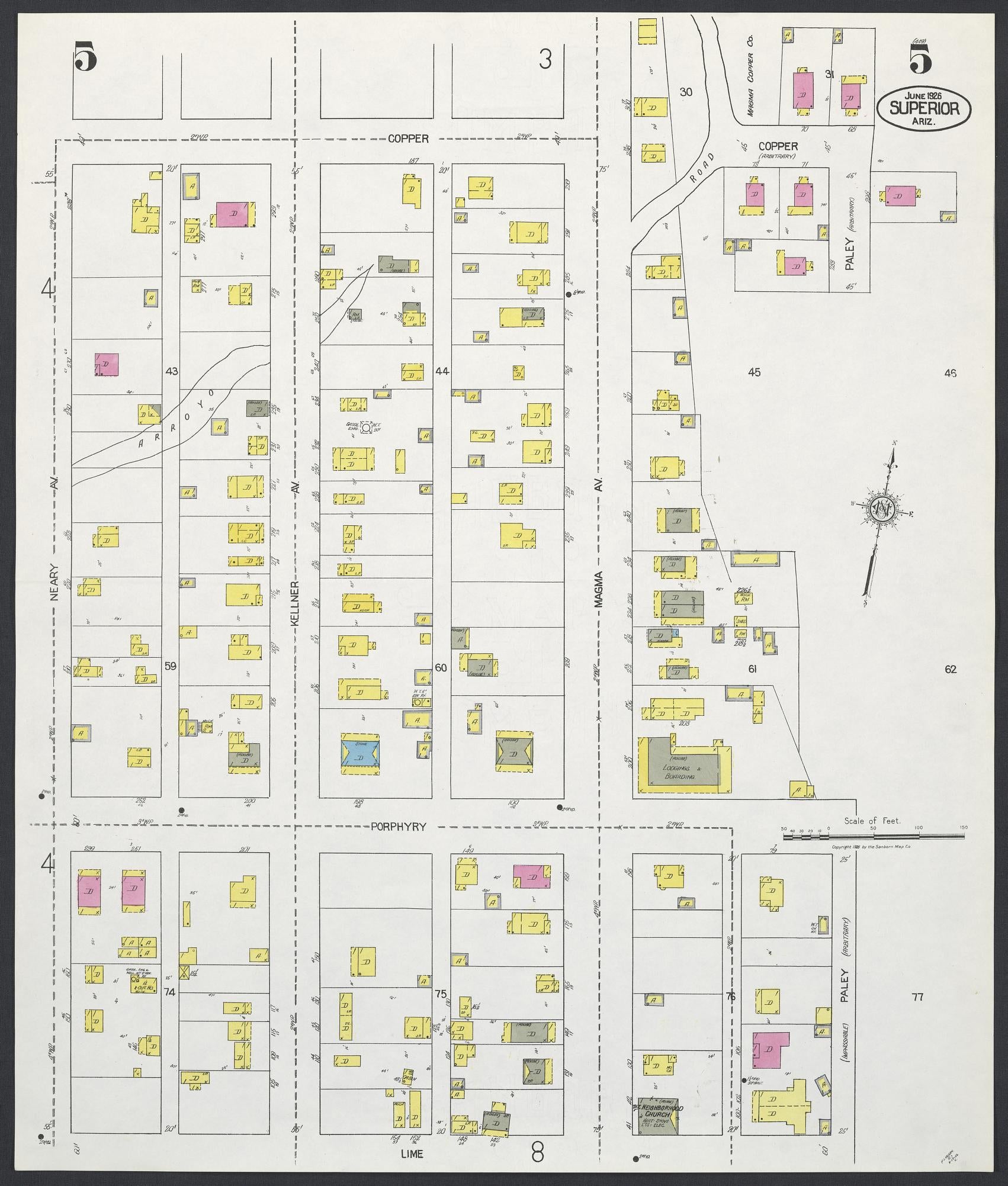 Sanborn Fire Insurance Map from Superior, Pinal County, Arizona (1926), Sheet #0005 - Complete Map Set gallery image, historic Sanborn map, vintage wall art, Arizona Arizona