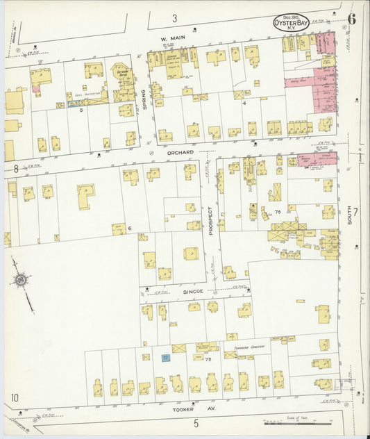 Sanborn Fire Insurance Map from Oyster Bay, Nassau County, New York (1915), Sheet #0006 - Historic Sanborn Fire Insurance Map Print, vintage old map wall art, antique decor, genealogy gift, New York New York map