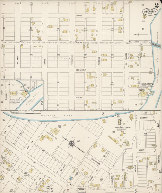 Sanborn Fire Insurance Map from Aberdeen, Grays Harbor County, Washington (1914), Sheet #0002 - Historic Sanborn Fire Insurance Map Print, vintage old map wall art, antique decor, genealogy gift, Washington Washington map
