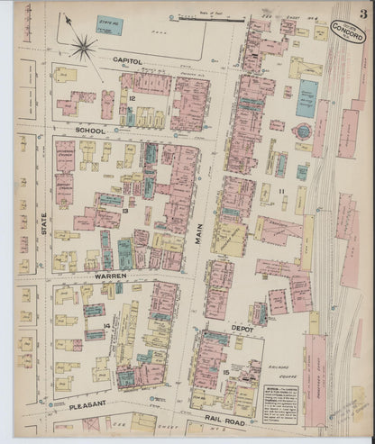 Sanborn Fire Insurance Map from Concord, Merrimack County, New Hampshire (1879), Sheet #0003 - Complete Map Set gallery image, historic Sanborn map, vintage wall art, New Hampshire New Hampshire