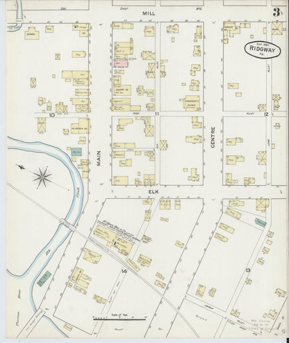 Sanborn Fire Insurance Map from Ridgway, Elk County, Pennsylvania (1887), Sheet #0003 - Complete Map Set gallery image, historic Sanborn map, vintage wall art, Pennsylvania Pennsylvania