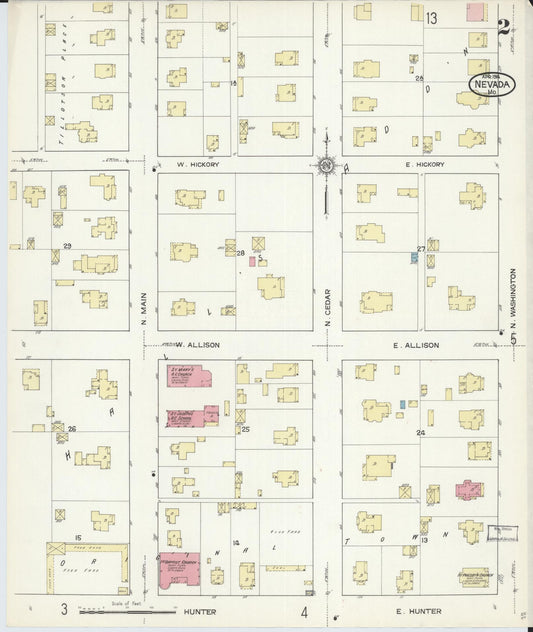 Sanborn Fire Insurance Map from Nevada, Vernon County, Missouri (1914), Sheet #0002 - Historic Sanborn Fire Insurance Map Print, vintage old map wall art, antique decor, genealogy gift, Nevada Nevada map