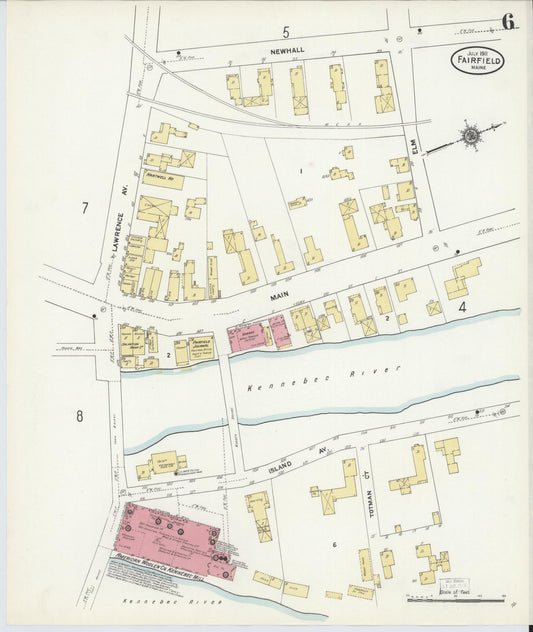 Sanborn Fire Insurance Map from Fairfield, Somerset County, Maine (1911), Sheet #0006 - Historic Sanborn Fire Insurance Map Print, vintage old map wall art, antique decor, genealogy gift, Maine Maine map