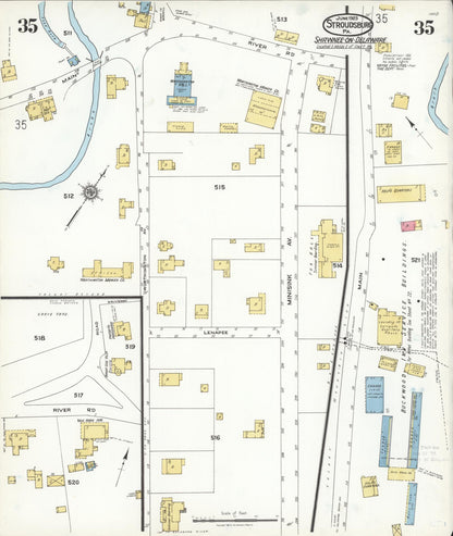 Sanborn Fire Insurance Map from Stroudsburg, Monroe County, Pennsylvania (1923), Sheet #0035 - Complete Map Set gallery image, historic Sanborn map, vintage wall art, Pennsylvania Pennsylvania