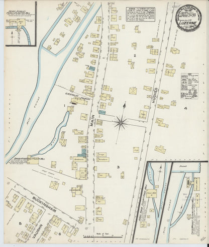 Sanborn Fire Insurance Map from Luzerne, Luzerne County, Pennsylvania (1884), Sheet #0001 - Historic Sanborn Fire Insurance Map Print, vintage old map wall art, antique decor, genealogy gift, Pennsylvania Pennsylvania map