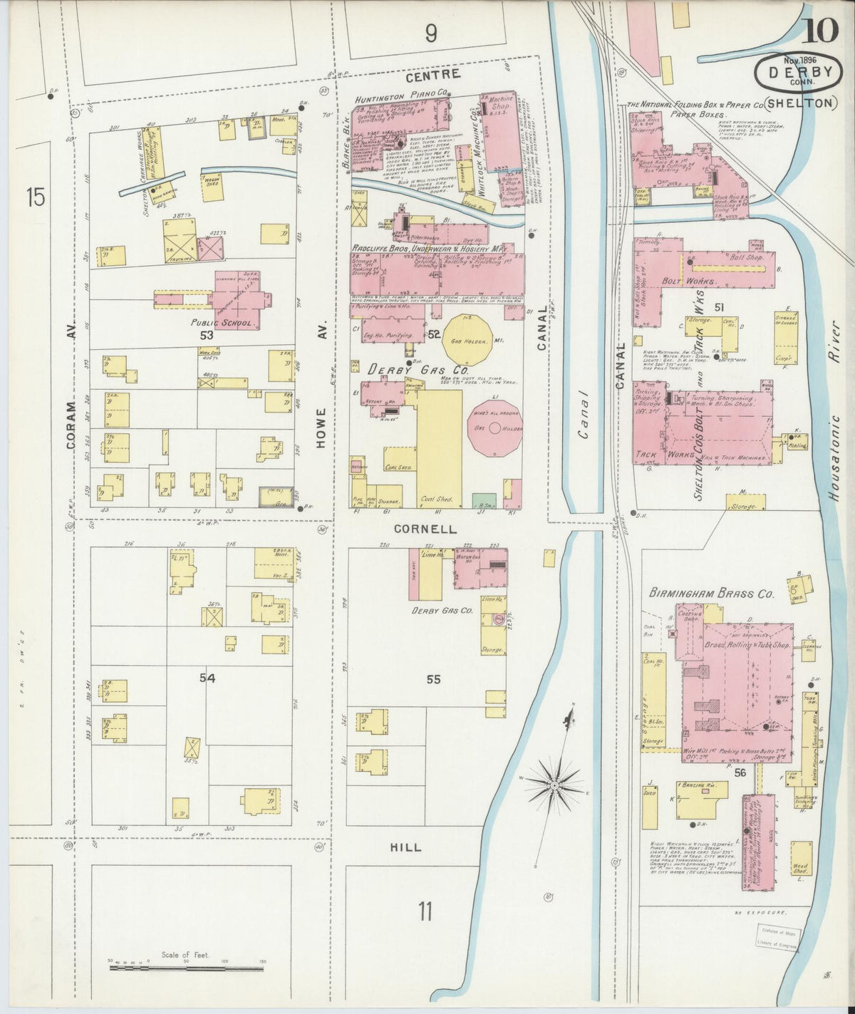 Sanborn Fire Insurance Map from Derby, New Haven County, Connecticut (1896), Sheet #0010 - Complete Map Set gallery image, historic Sanborn map, vintage wall art, Connecticut Connecticut