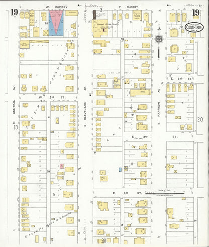 Sanborn Fire Insurance Map from Cushing, Payne County, Oklahoma (1924), Sheet #0019 - Complete Map Set gallery image, historic Sanborn map, vintage wall art, Oklahoma Oklahoma