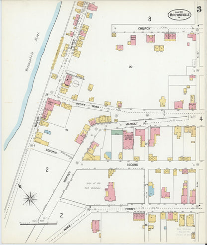 Sanborn Fire Insurance Map from Brownsville, Fayette County, Pennsylvania (1901), Sheet #0003 - Complete Map Set gallery image, historic Sanborn map, vintage wall art, Pennsylvania Pennsylvania