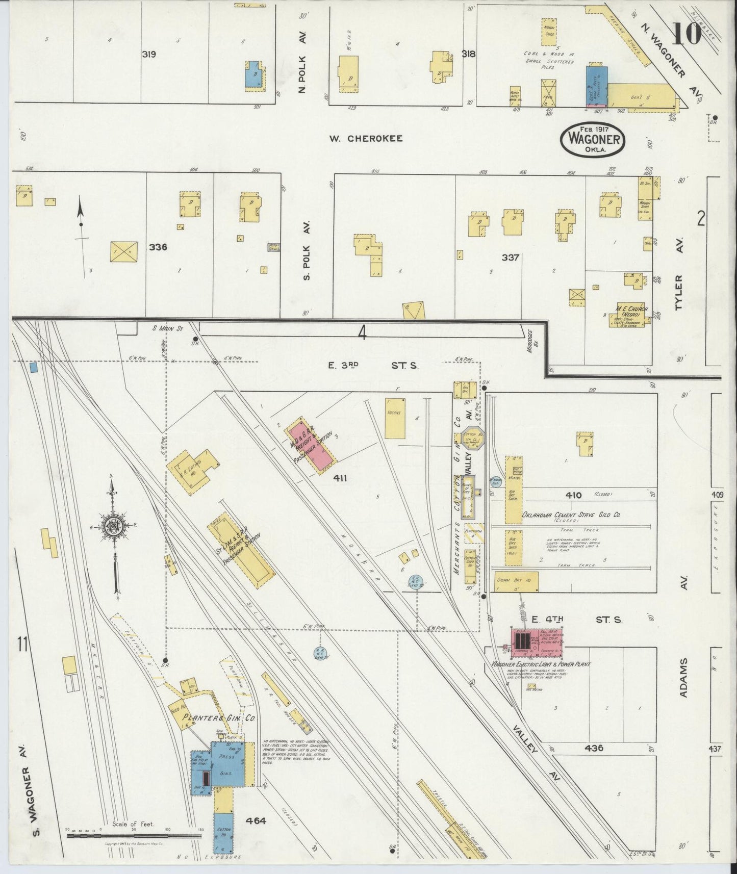 Sanborn Fire Insurance Map from Wagoner, Wagoner County, Oklahoma (1917), Sheet #0010 - Complete Map Set gallery image, historic Sanborn map, vintage wall art, Oklahoma Oklahoma