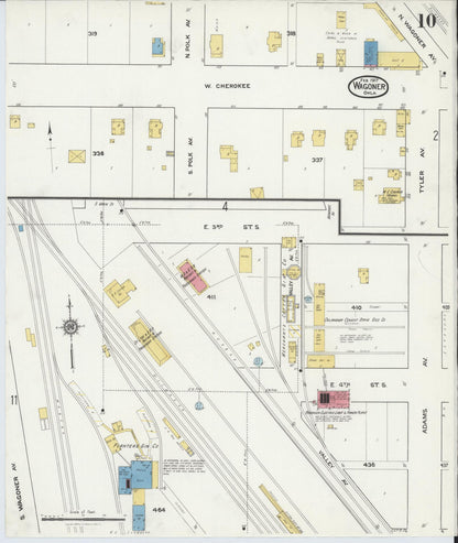 Sanborn Fire Insurance Map from Wagoner, Wagoner County, Oklahoma (1917), Sheet #0010 - Complete Map Set gallery image, historic Sanborn map, vintage wall art, Oklahoma Oklahoma