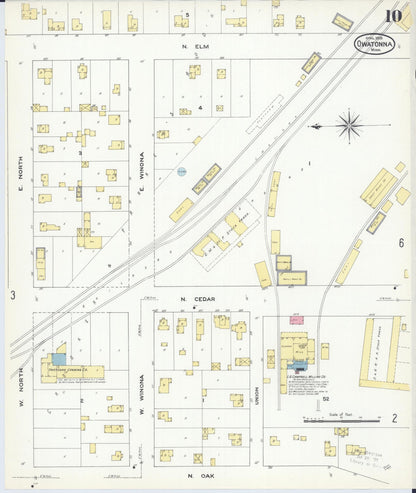 Sanborn Fire Insurance Map from Owatonna, Steele County, Minnesota (1909), Sheet #0010 - Complete Map Set gallery image, historic Sanborn map, vintage wall art, Minnesota Minnesota