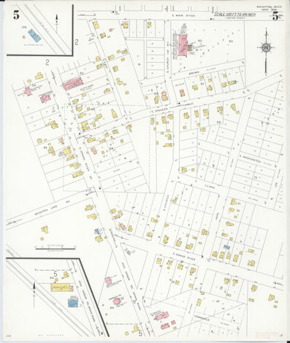 Sanborn Fire Insurance Map from Brighton, Livington County, Michigan (1938), Sheet #0005 - Complete Map Set gallery image, historic Sanborn map, vintage wall art, Michigan Michigan