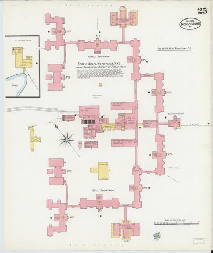 Sanborn Fire Insurance Map from Norristown, Montgomery County, Pennsylvania (1902), Sheet #0025 - Historic Sanborn Fire Insurance Map Print, vintage old map wall art, antique decor, genealogy gift, Pennsylvania Pennsylvania map