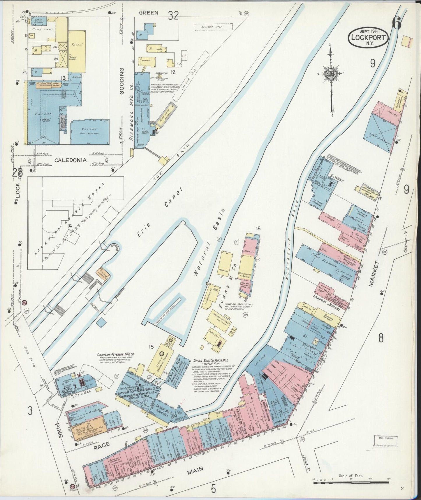 Sanborn Fire Insurance Map from Lockport, Niagara County, New York (1914), Sheet #0006 - Complete Map Set gallery image, historic Sanborn map, vintage wall art, New York New York