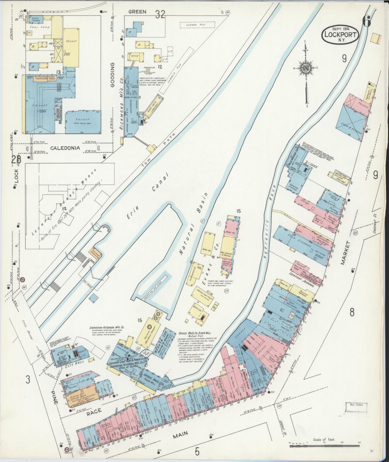 Sanborn Fire Insurance Map from Lockport, Niagara County, New York (1914), Sheet #0006 - Complete Map Set gallery image, historic Sanborn map, vintage wall art, New York New York