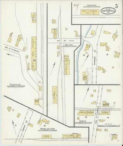 Sanborn Fire Insurance Map from Fort Fairfield, Aroostook County, Maine (1911), Sheet #0005 - Complete Map Set gallery image, historic Sanborn map, vintage wall art, Maine Maine