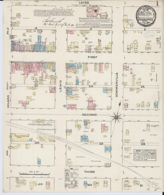 Sanborn Fire Insurance Map from Shakopee, Scott County, Minnesota (1884), Sheet #0001 - Historic Sanborn Fire Insurance Map Print, vintage old map wall art, antique decor, genealogy gift, Minnesota Minnesota map