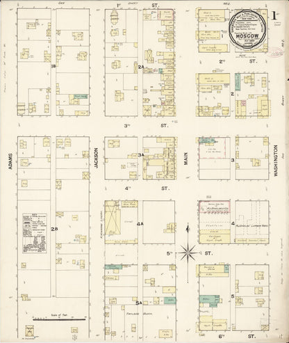 Sanborn Fire Insurance Map from Moscow, Latah County, Idaho (1889), Sheet #0001 - Complete Map Set gallery image, historic Sanborn map, vintage wall art, Idaho Idaho