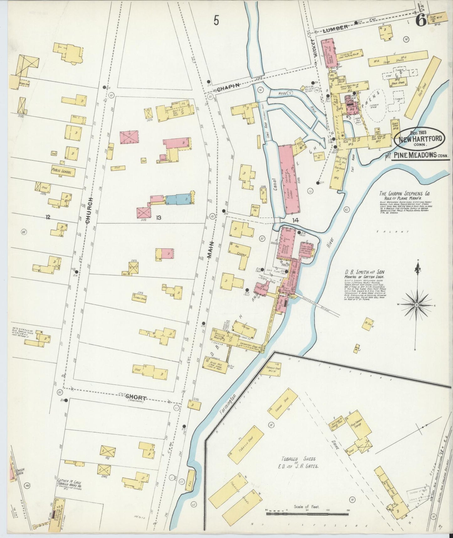 Sanborn Fire Insurance Map from New Hartford, Litchfield County, Connecticut (1903), Sheet #0006 - Complete Map Set gallery image, historic Sanborn map, vintage wall art, Connecticut Connecticut