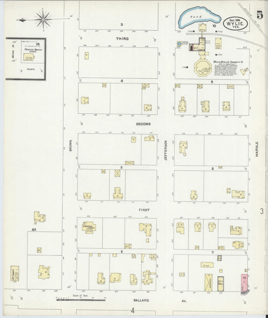 Sanborn Fire Insurance Map from Wylie, Collin County, Texas (1906), Sheet #0005 - Historic Sanborn Fire Insurance Map Print, vintage old map wall art, antique decor, genealogy gift, Texas Texas map