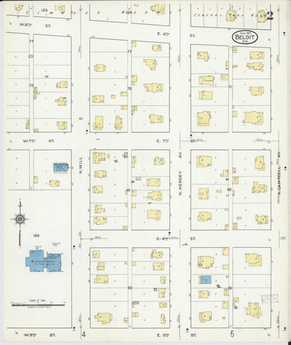 Sanborn Fire Insurance Map from Beloit, Mitchell County, Kansas (1917), Sheet #0002 - Complete Map Set gallery image, historic Sanborn map, vintage wall art, Kansas Kansas