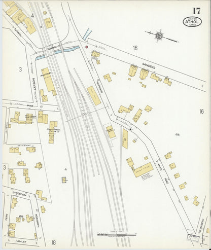Sanborn Fire Insurance Map from Athol, Worcester County, Massachusetts (1917), Sheet #0017 - Complete Map Set gallery image, historic Sanborn map, vintage wall art, Massachusetts Massachusetts