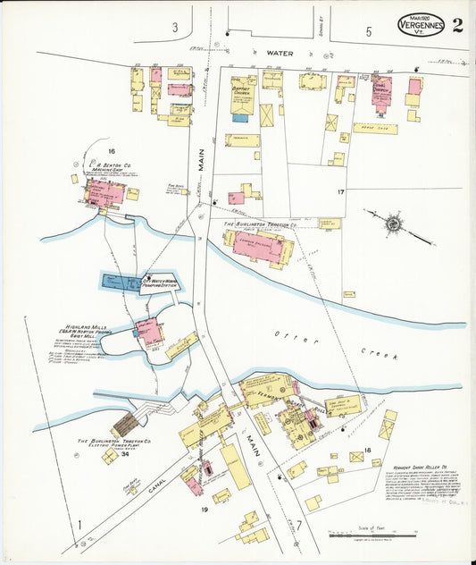 Sanborn Fire Insurance Map from Vergennes, Addison County, Vermont (1920), Sheet #0002 - Historic Sanborn Fire Insurance Map Print, vintage old map wall art, antique decor, genealogy gift, Vermont Vermont map