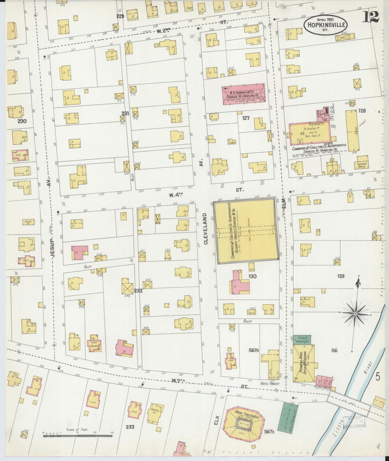 Sanborn Fire Insurance Map from Hopkinsville, Christian County, Kentucky (1901), Sheet #0012 - Complete Map Set gallery image, historic Sanborn map, vintage wall art, Kentucky Kentucky