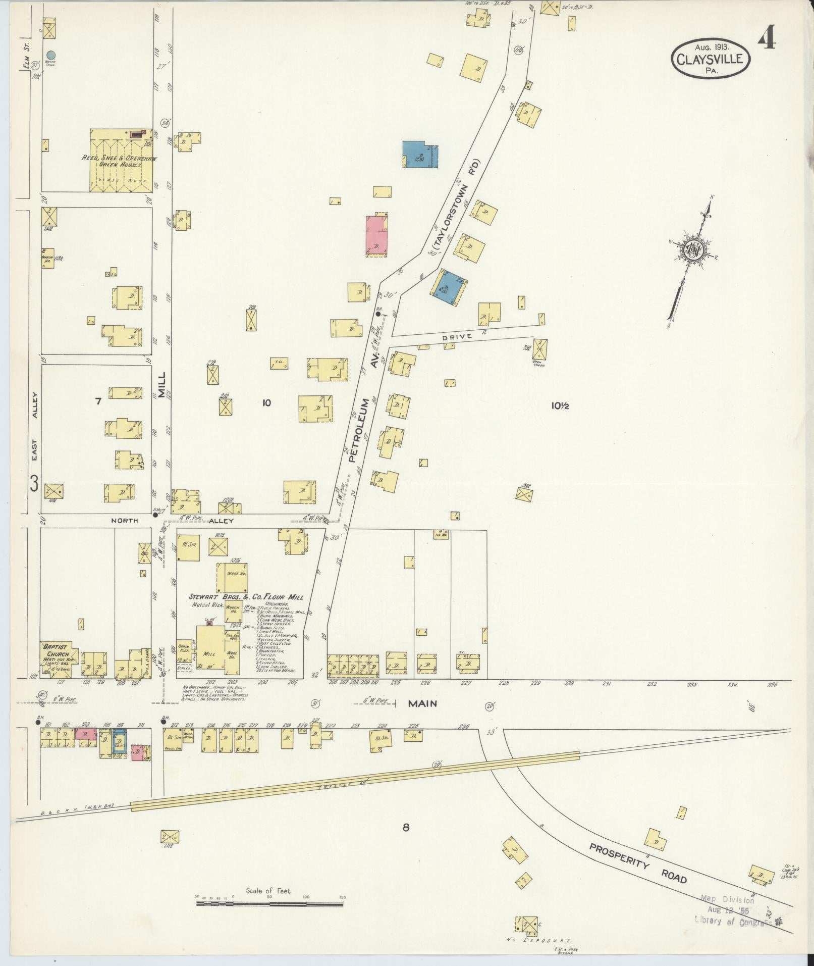 Sanborn Fire Insurance Map from Claysville, Washington County, Pennsylvania (1913), Sheet #0004 - Historic Sanborn Fire Insurance Map Print, vintage old map wall art, antique decor, genealogy gift, Pennsylvania Pennsylvania map