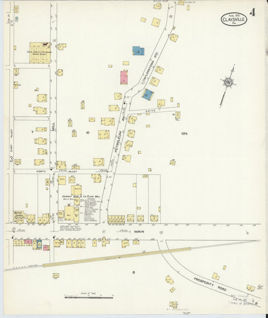 Sanborn Fire Insurance Map from Claysville, Washington County, Pennsylvania (1913), Sheet #0004 - Historic Sanborn Fire Insurance Map Print, vintage old map wall art, antique decor, genealogy gift, Pennsylvania Pennsylvania map