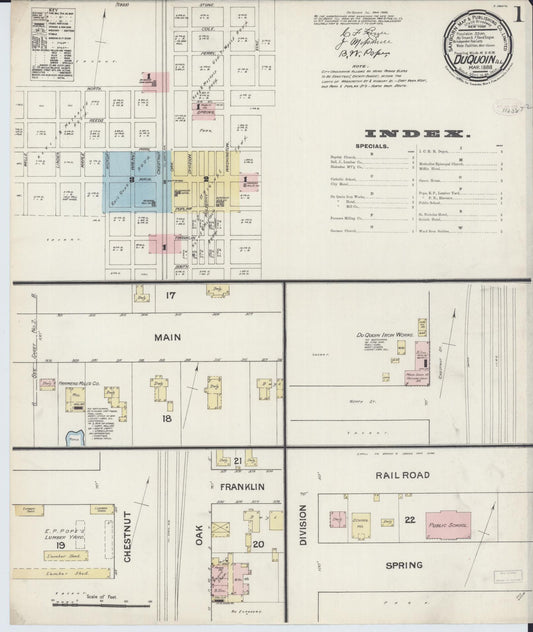 Sanborn Fire Insurance Map from Du Quoin, Perry County, Illinois (1888), Sheet #0001 - Complete Map Set gallery image, historic Sanborn map, vintage wall art, Illinois Illinois