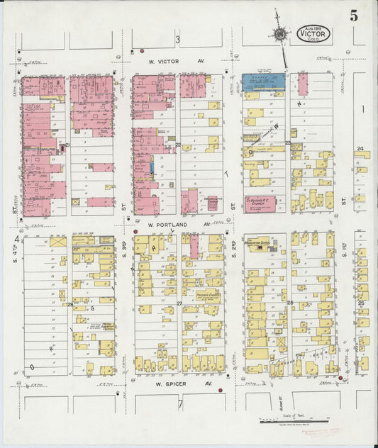 Sanborn Fire Insurance Map from Victor, Teller County, Colorado (1919), Sheet #0005 - Historic Sanborn Fire Insurance Map Print, vintage old map wall art, antique decor, genealogy gift, Colorado Colorado map