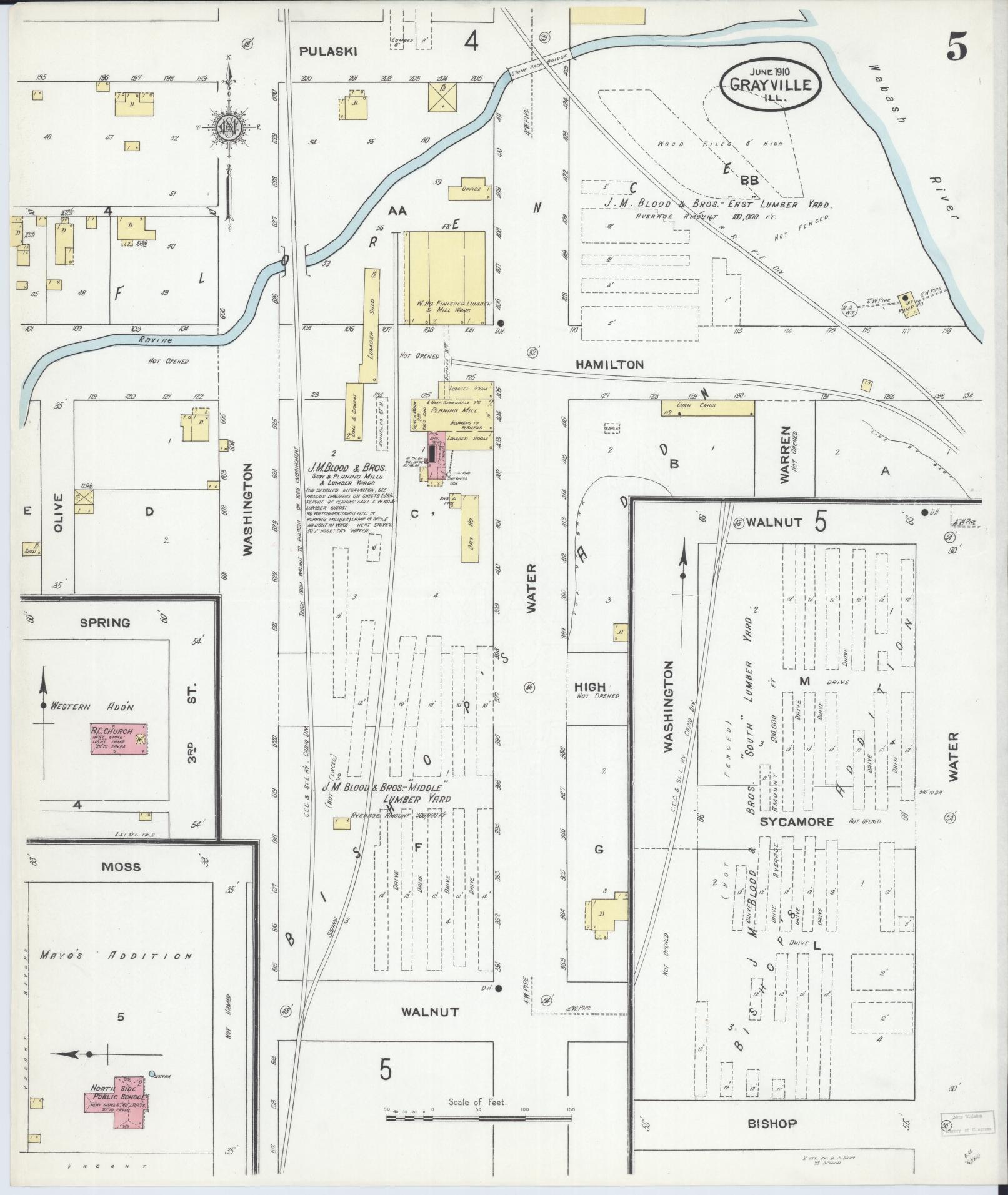 Sanborn Fire Insurance Map from Grayville, White And Edwards Counties, Illinois (1910), Sheet #0005 - Historic Sanborn Fire Insurance Map Print, vintage old map wall art, antique decor, genealogy gift, Illinois Illinois map