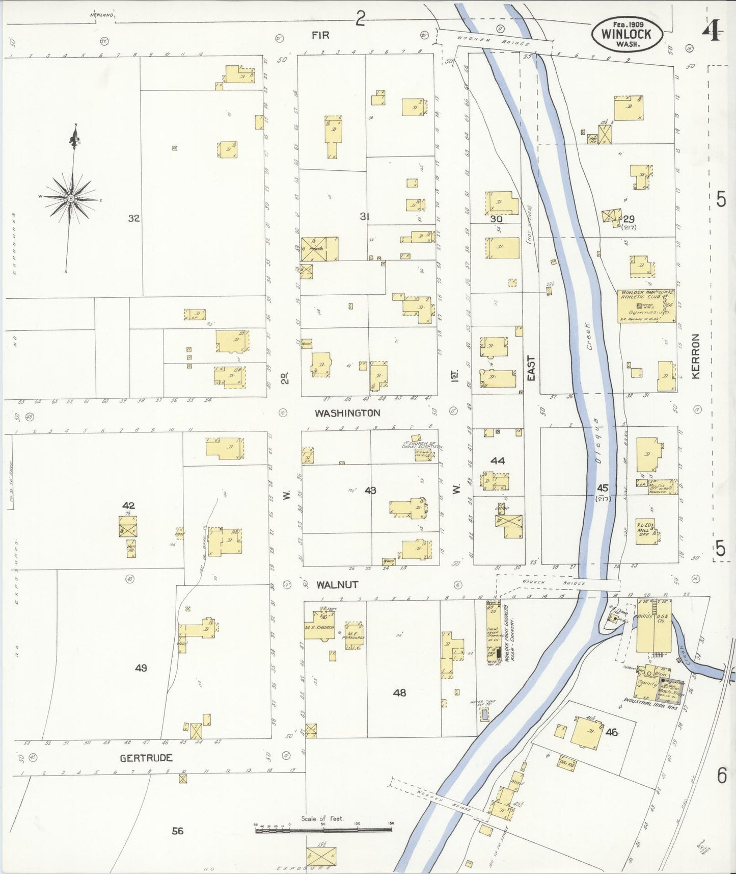 Sanborn Fire Insurance Map from Winlock, Lewis County, Washington (1909), Sheet #0004 - Complete Map Set gallery image, historic Sanborn map, vintage wall art, Washington Washington