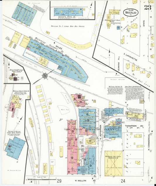 Sanborn Fire Insurance Map from Waterloo, Black Hawk County, Iowa (1910), Sheet #0023 - Historic Sanborn Fire Insurance Map Print, vintage old map wall art