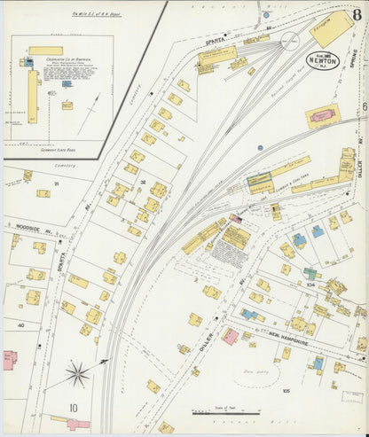 Sanborn Fire Insurance Map from Newton, Sussex County, New Jersey (1903), Sheet #0008 - Historic Sanborn Fire Insurance Map Print, vintage old map wall art, antique decor, genealogy gift, New Jersey New Jersey map