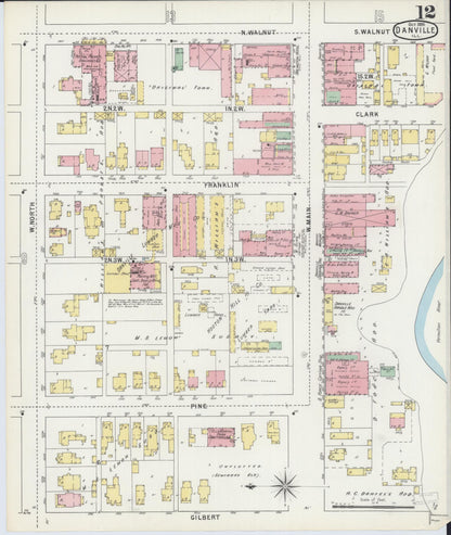 Sanborn Fire Insurance Map from Danville, Vermilion County, Illinois (1895), Sheet #0012 - Complete Map Set gallery image, historic Sanborn map, vintage wall art, Illinois Illinois