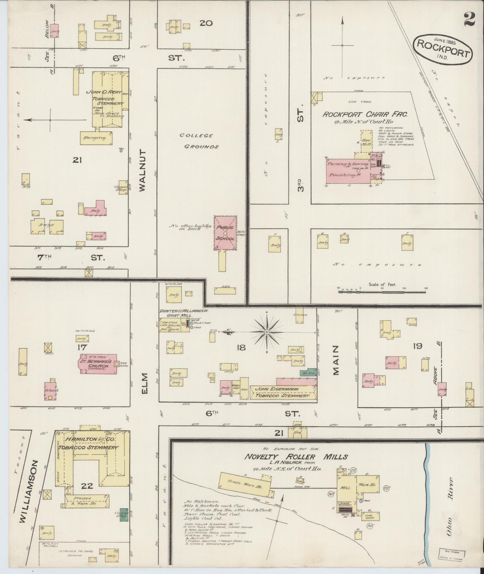 Sanborn Fire Insurance Map from Rockport, Spencer County, Indiana (1885), Sheet #0002 - Complete Map Set gallery image, historic Sanborn map, vintage wall art, Indiana Indiana