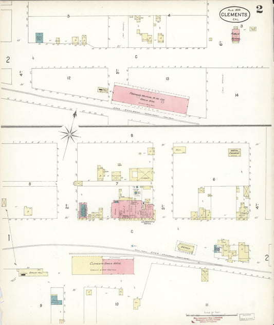 Sanborn Fire Insurance Map from Clements, San Joaquin County, California (1898), Sheet #0002 - Historic Sanborn Fire Insurance Map Print, vintage old map wall art, antique decor, genealogy gift, California California map