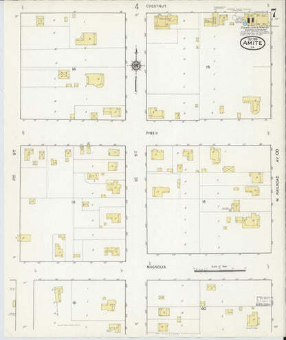 Sanborn Fire Insurance Map from Amite, Tangipahoa Parish, Louisiana (1916), Sheet #0007 - Complete Map Set gallery image, historic Sanborn map, vintage wall art, Louisiana Louisiana