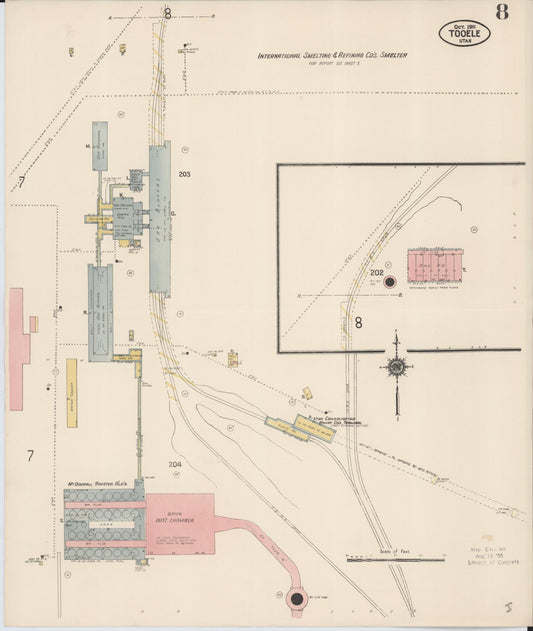 Sanborn Fire Insurance Map from Tooele, Tooele County, Utah (1911), Sheet #0008 - Historic Sanborn Fire Insurance Map Print, vintage old map wall art, antique decor, genealogy gift, Utah Utah map