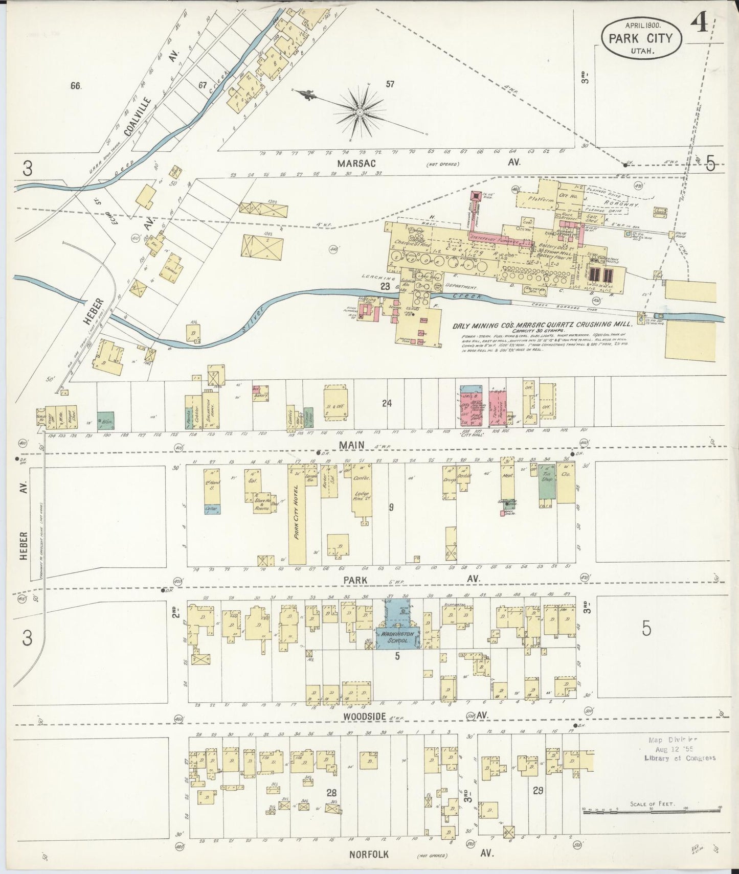 Sanborn Fire Insurance Map from Park City, Summit County, Utah (1900), Sheet #0004 - Complete Map Set gallery image, historic Sanborn map, vintage wall art, Utah Utah