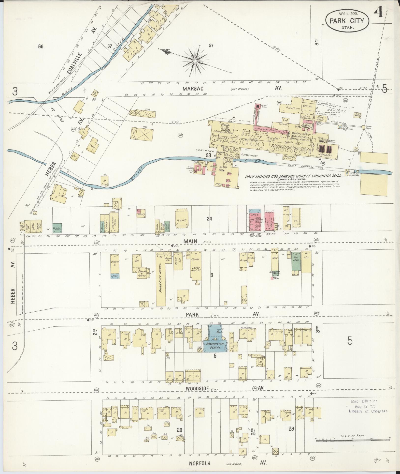 Sanborn Fire Insurance Map from Park City, Summit County, Utah (1900), Sheet #0004 - Complete Map Set gallery image, historic Sanborn map, vintage wall art, Utah Utah